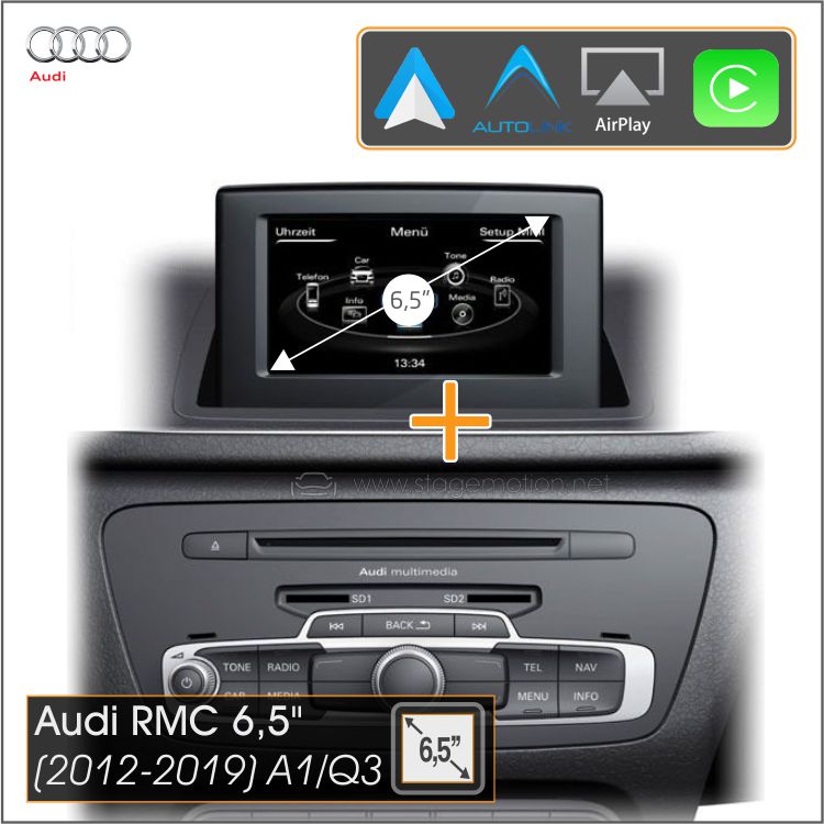 Kit Plus Audi RMC Audi A1(8X)/Q3(8U) Car-Play/AndroidAuto Wireless + Mirror-Link + USB + Visión 180º *SUSTITUIDO