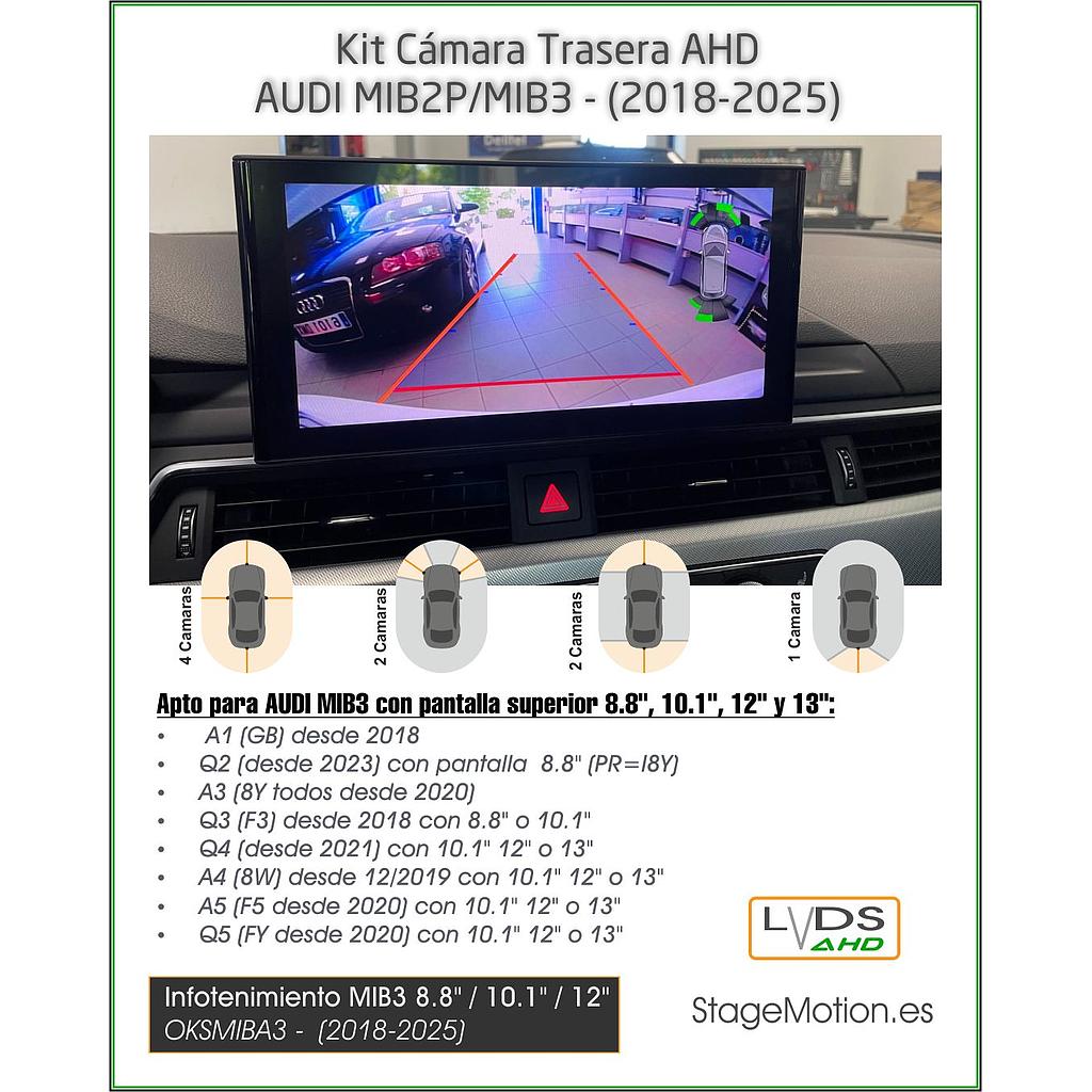 Kit Cámara HD Trasera MIB3 Audi A1/A3/Q2/Q3/A4/A5/Q5 Táctil 8.8"-10.1"-12"
