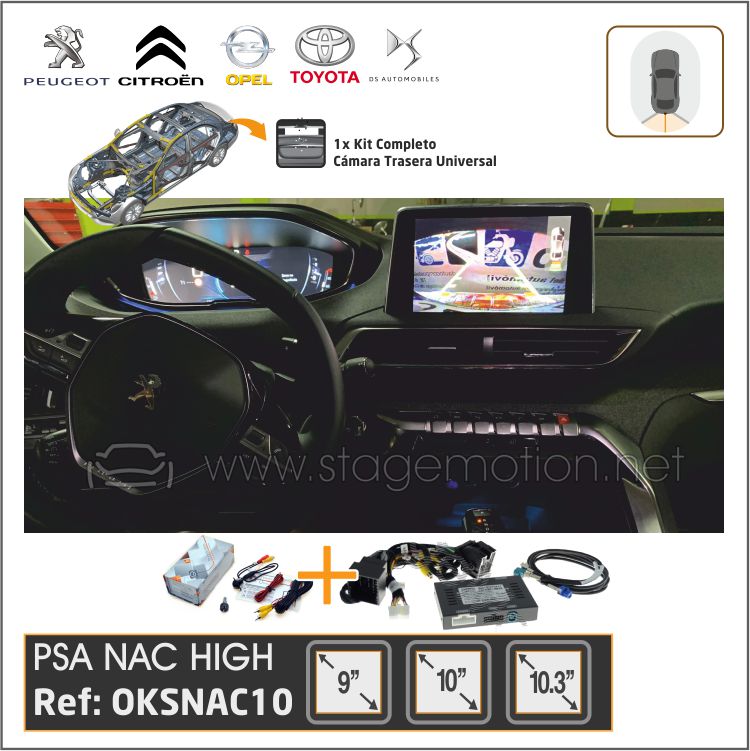 Kit RVC Integrado Peugeot / Citroën / Toyota / Opel 5.0 I. Link NAC High 9" / 10" / 12" 2018>>