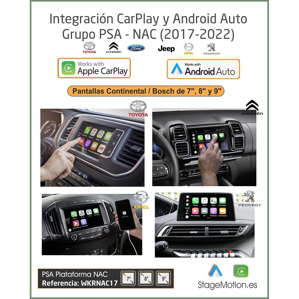 Kit Car-Play + Android Auto + Mirror-Link + Reproductor USB + Puerto Cámara de Visión, Grupo PSA (2017-2022) Sistema NAC 7" / 8" / 9"