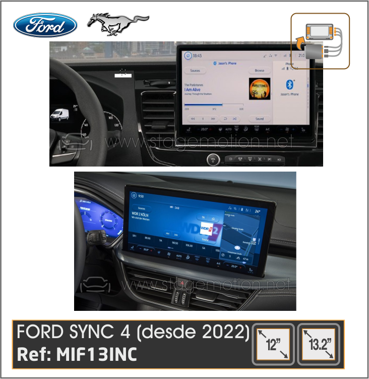 Interface Vídeo Aux + Cámaras Visión FORD SYNC4 12" / 13,2"