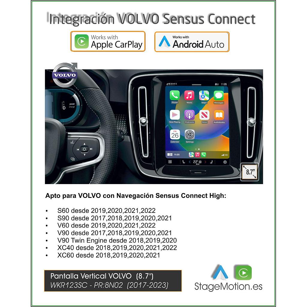 Kit Car-Play/Android Wireless + USB + Cámaras Visión 180º VOLVO PR: 8N02 (Pantalla Vertical 8.7")