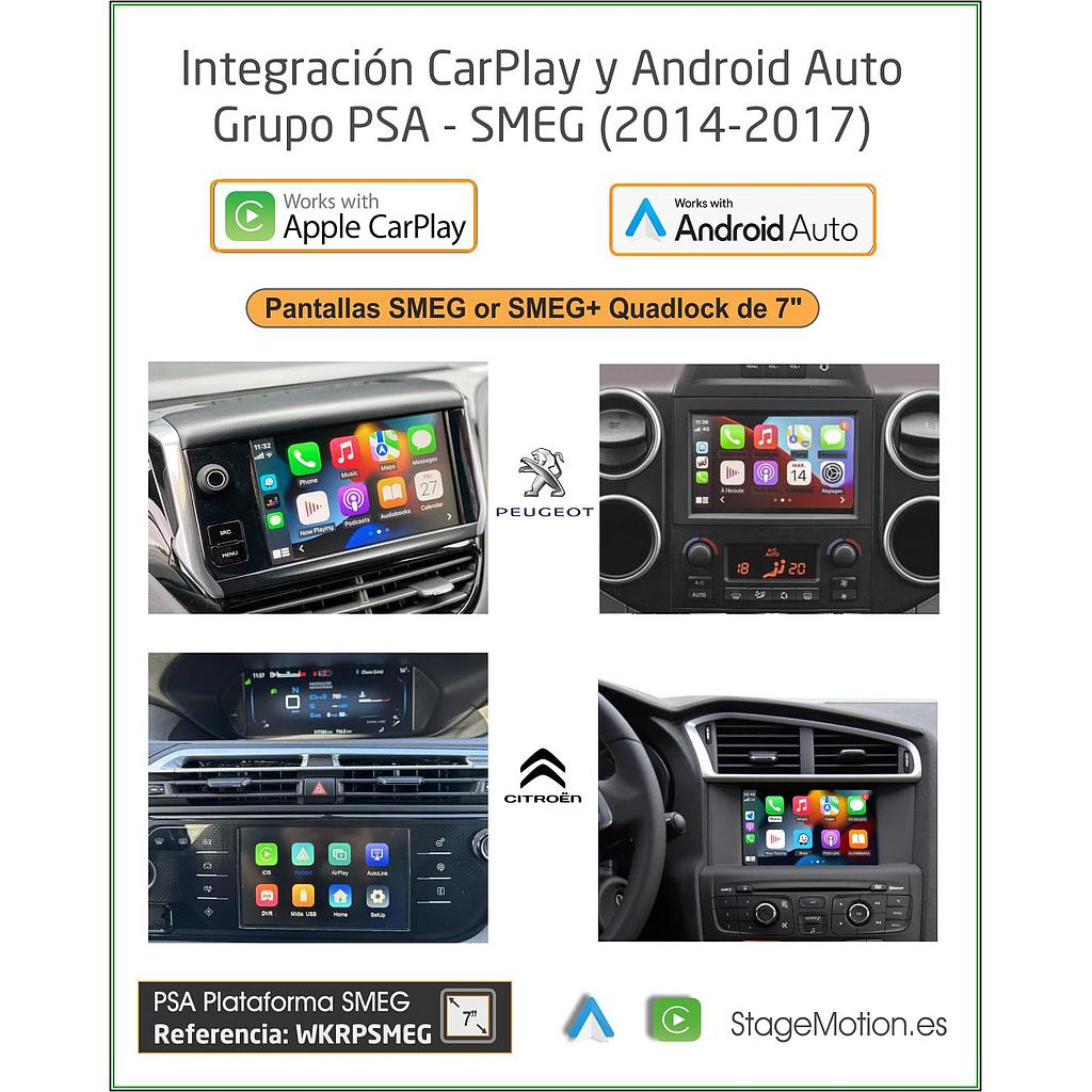 Kit Wireless Car-Play + Android Auto + Mirror-Link + USB + Puerto Cámara Visión CITROËN / PEUGEOT / DS SMEG