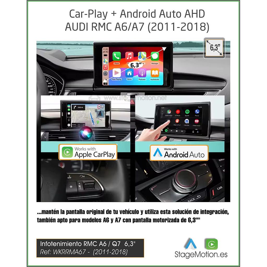 Kit Plus AUDI RMC 6,5" A6-A7 (4G) Car-Play/AndroidAuto Wireless + Mirror-Link + USB + Visión 180º