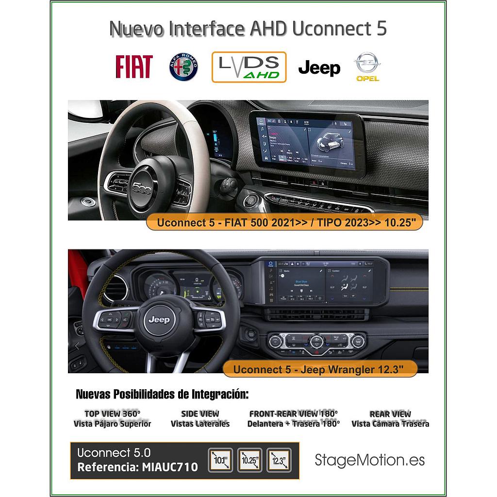 Interface AHD Vídeo Uconnect5 7"7/10.1"/12.3" (Pantalla Separada R1 EXT ER) FIAT/Jeep/AlfaRomeo