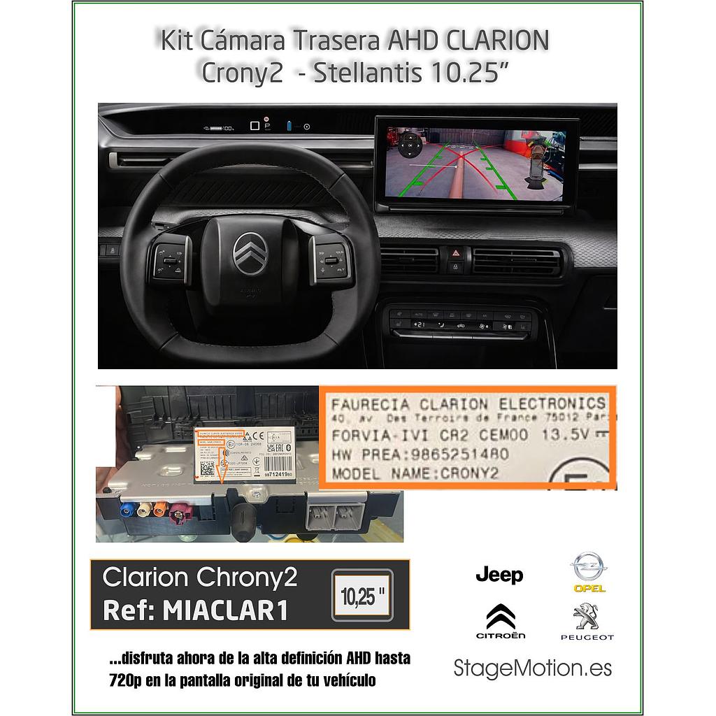 Kit Cámara Trasera AHD CLARION Crony2 Stellantis 10.25"
