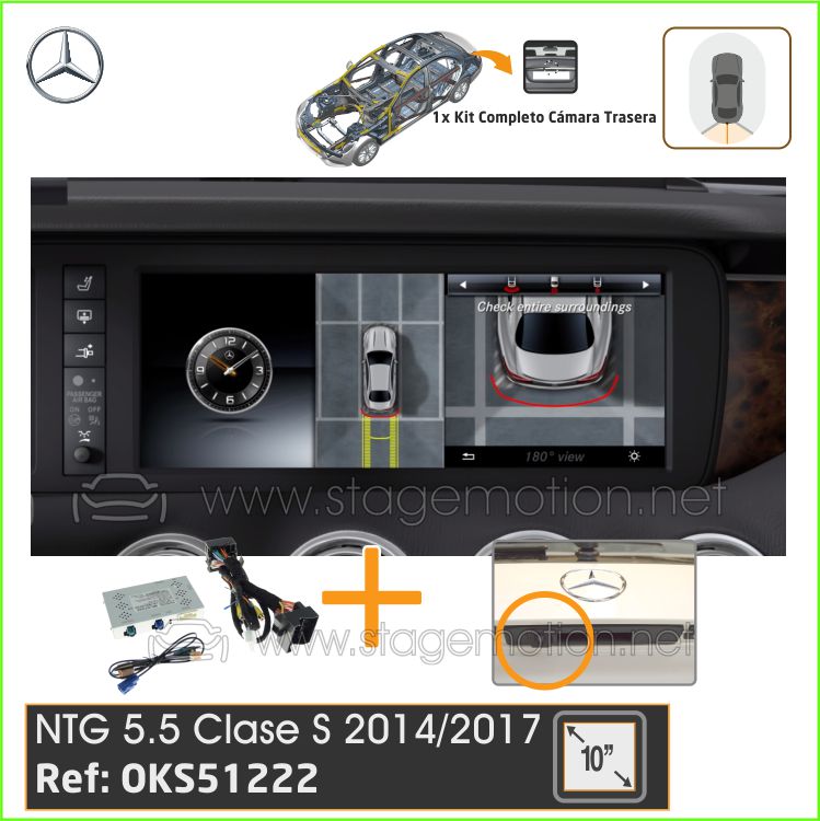 Kit RVC para Mercedes Benz Clase S (2014-2016) NTG 5.5 10"/12,3" (No táctil)