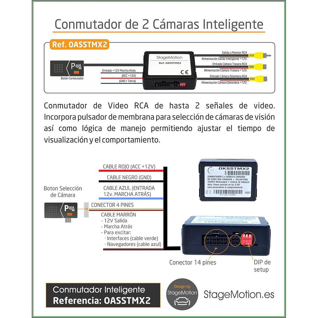 Conmutador x2 RCA 180º (Lógica Funcionamiento 2 Cámaras Visión)