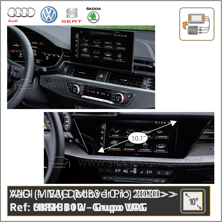 Interface Cámaras/Vídeo AUX Audi MIB2P+MIB3 TOP HIGH (2019>>) * Sólo 1 Pantalla 10,1"