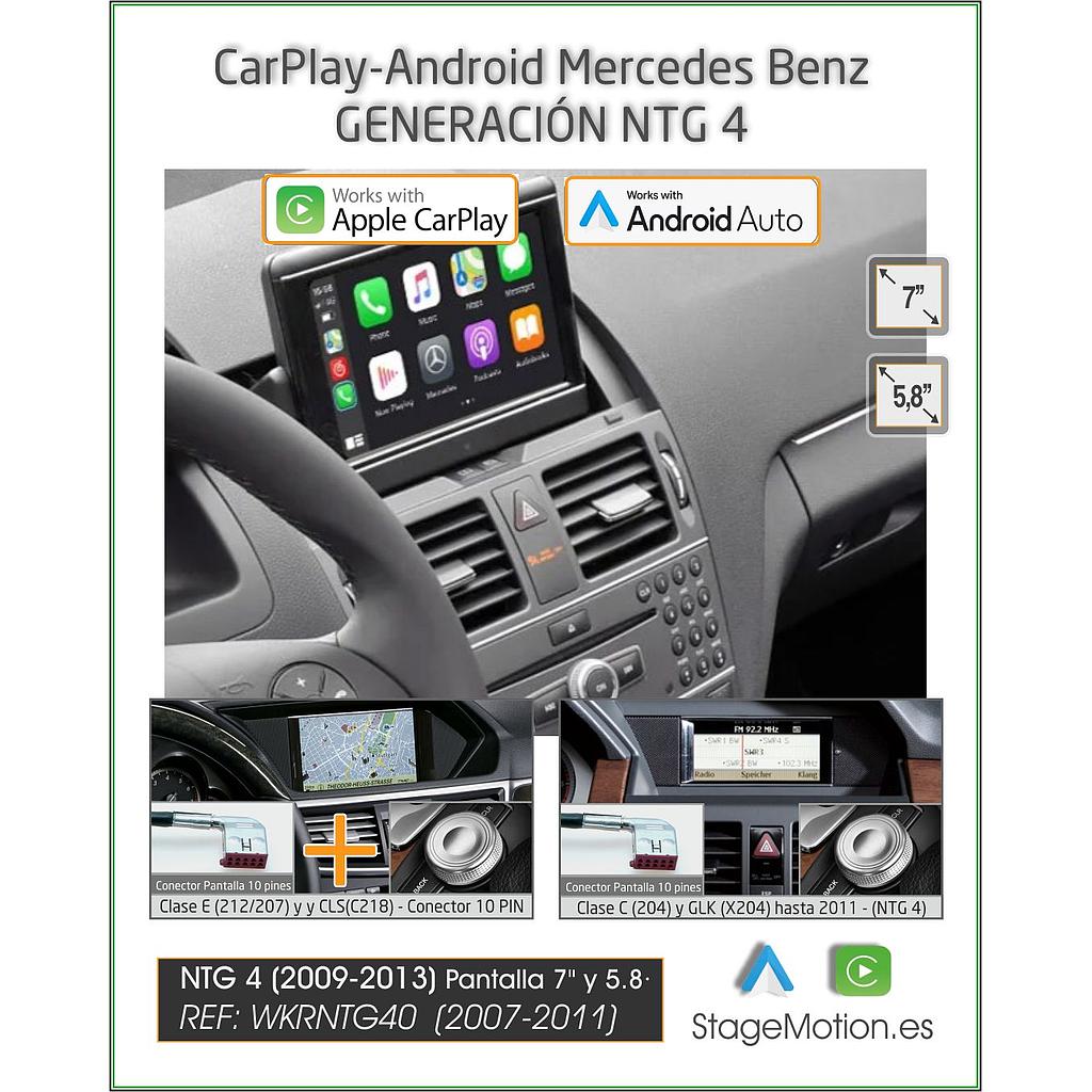 Kit Wireless Car-Play + Android Auto + Mirror-Link + USB + Puerto Cámara Visión Mercedes NTG4 (2007-2011) 5.8" / 7"