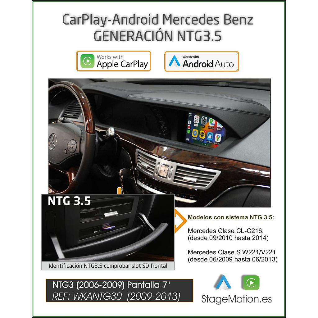 Kit Wireless Car-Play + Android Auto + Mirror-Link + USB + Puerto Cámara Visión Mercedes NTG 3.5 (2009-2013) Clase S/CL