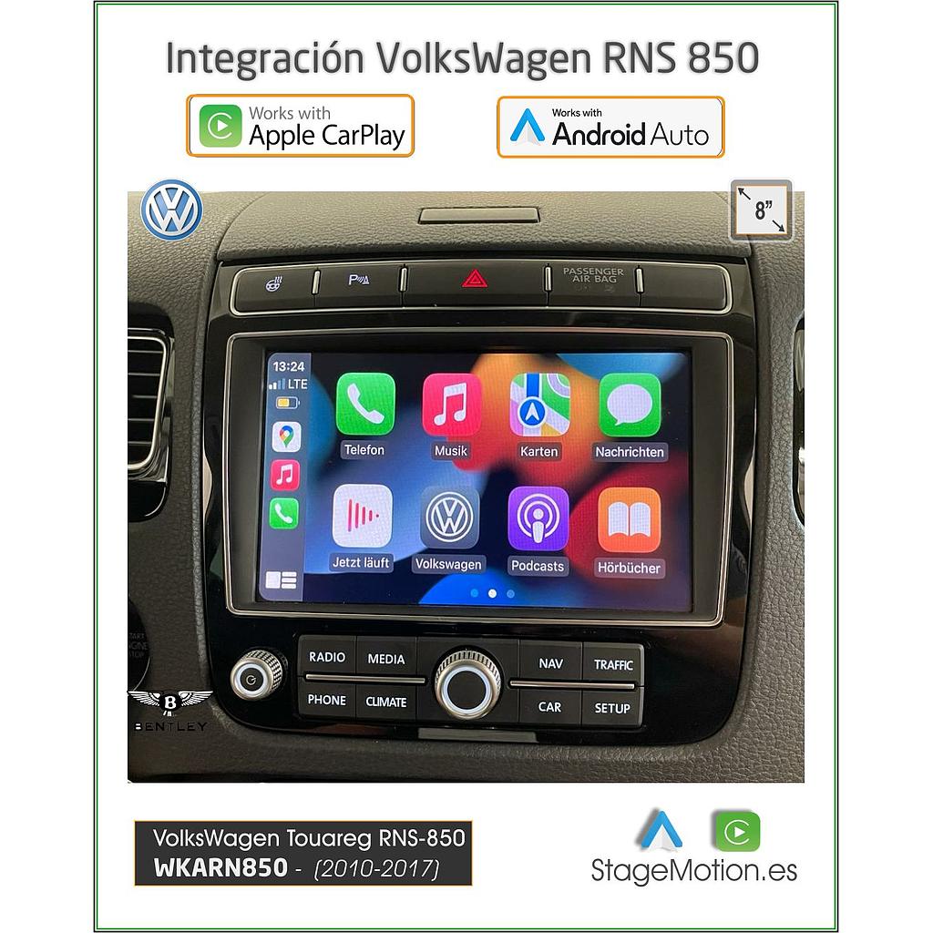 Kit Wireless Car-Play + Android Auto + Mirror-Link + USB + Puerto Cámara Visión AHD VW Touareg RNS-850 (2010-2017)