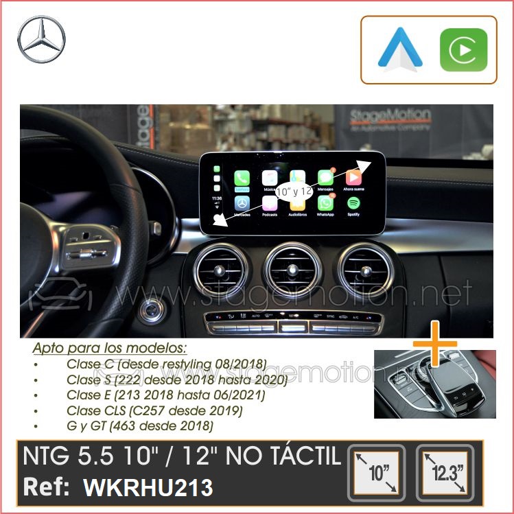 Kit Car-Play Wireless + Android Auto + USB Multimedia Mercedes NTG 5.5  High 10" y Low 8"