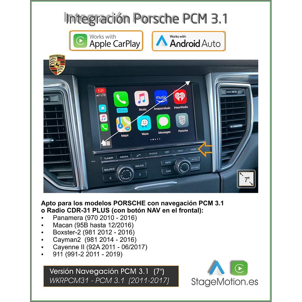 Kit Plus Porsche PCM 3.1 (2011-2016) Wireless Car-Play + Android Auto + USB Media + Visión 180º