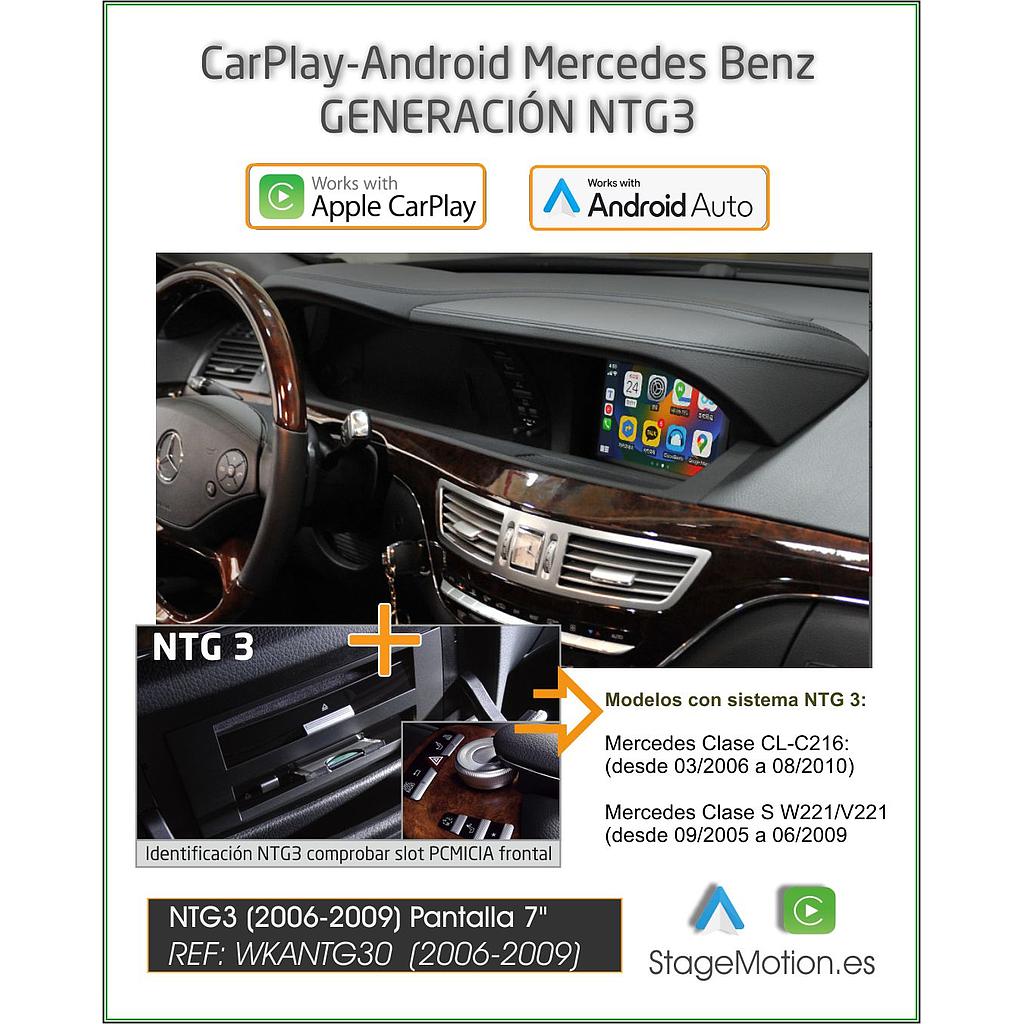 Kit Wireless Car-Play + Android Auto + Mirror-Link + USB + Puerto Cámara Visión Mercedes NTG3 (2006-2009)