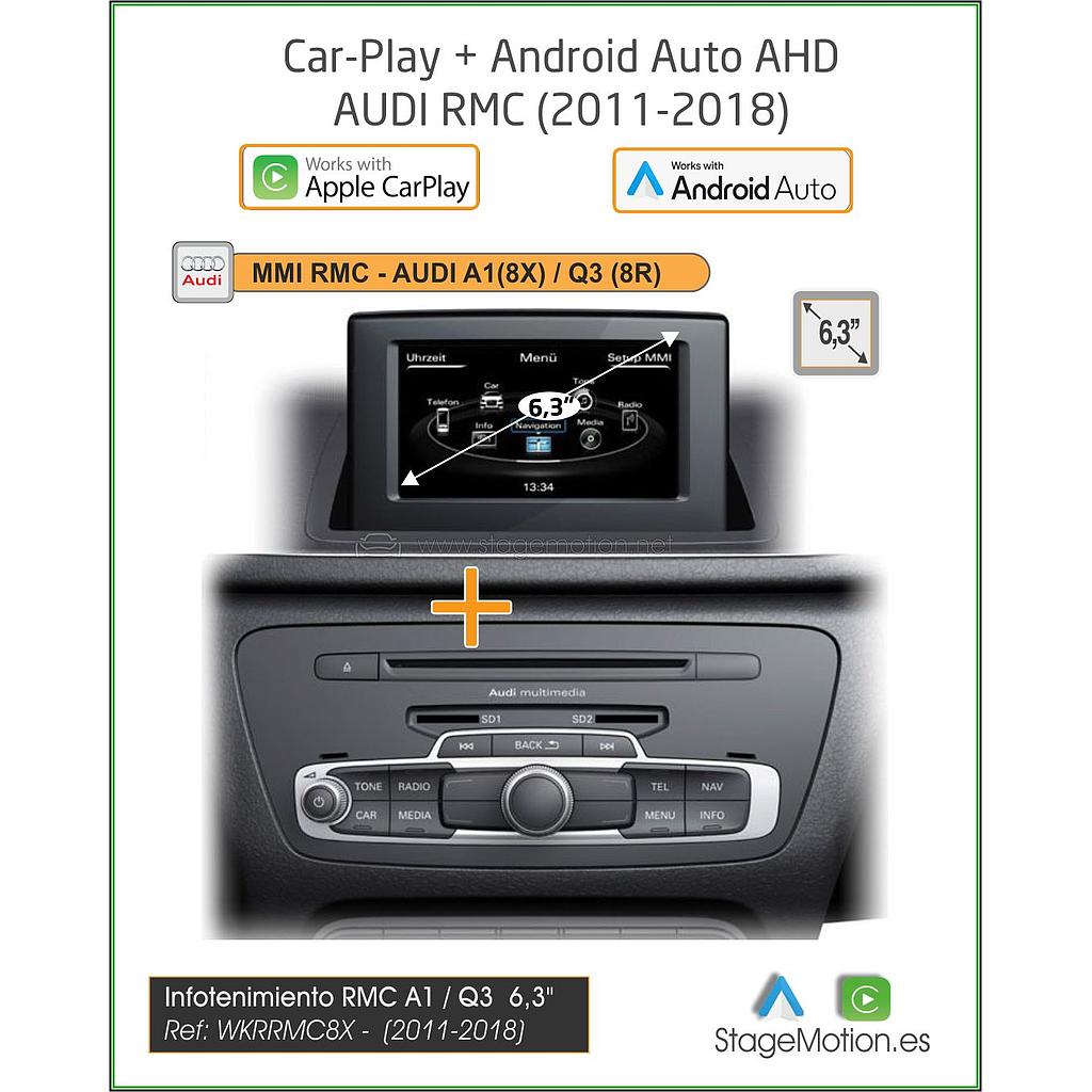 Kit Plus RMC LOW Audi A1(8X)/Q3(8U) Car-Play/AndroidAuto Wireless + Mirror-Link + USB + Visión 180º