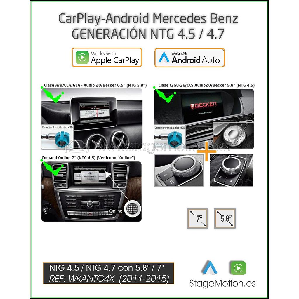 Kit Wireless Car-Play + Android Auto + Mirror-Link + USB + Puerto Cámara Visión Mercedes NTG4.5 (2011-2015) 5.8" / 7"
