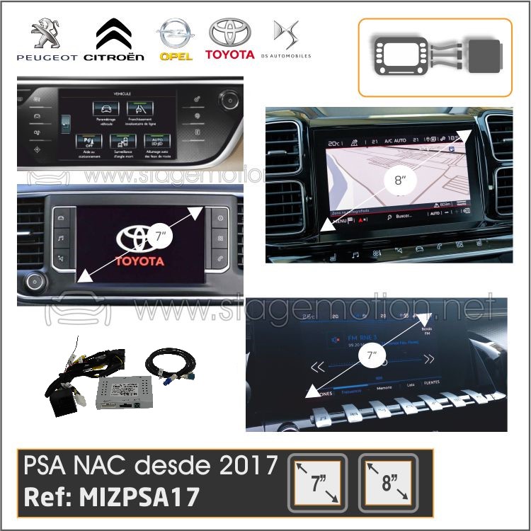 Interface Cámaras + Vídeo AUX Peugeot/Citroën/Toyota/Opel/DS NAC 7"