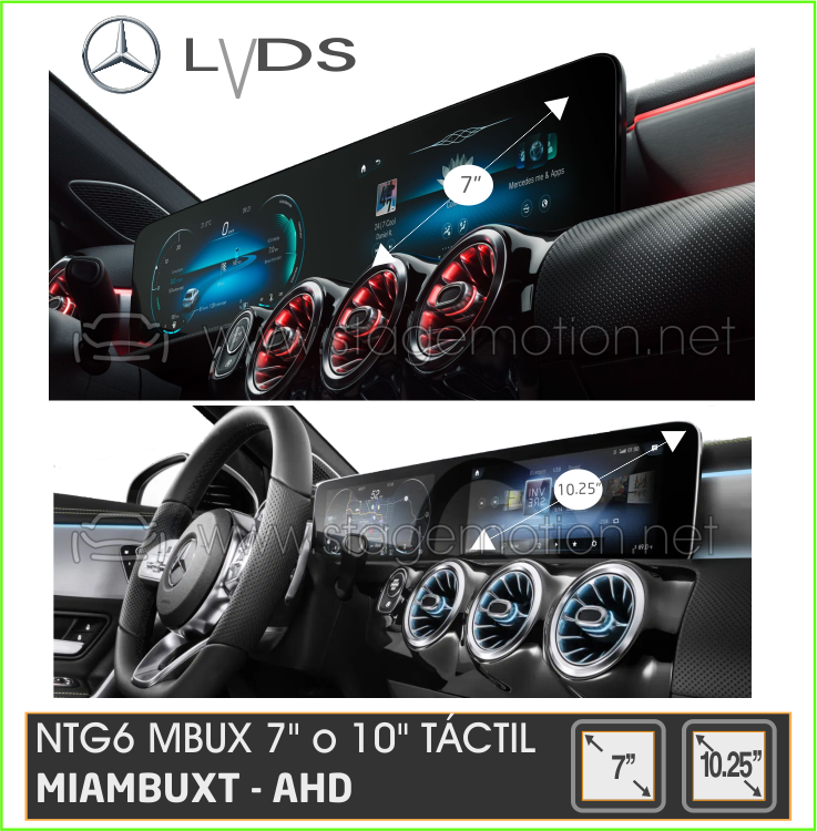 Interface AHD Cámaras Visión y Vídeo AUX MBUX NTG6 Táctil 10,2" / 7"