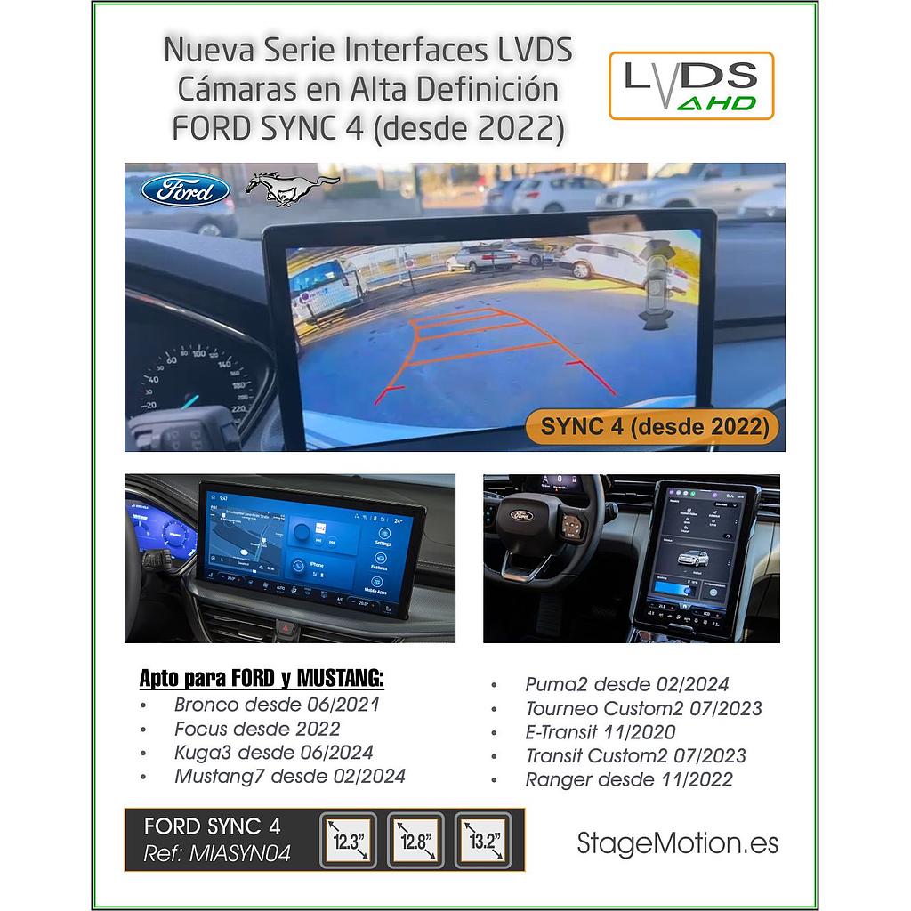 Interface AHD Vídeo Aux + Cámaras Visión FORD SYNC4 12.3" / 12.8" / 13,2"