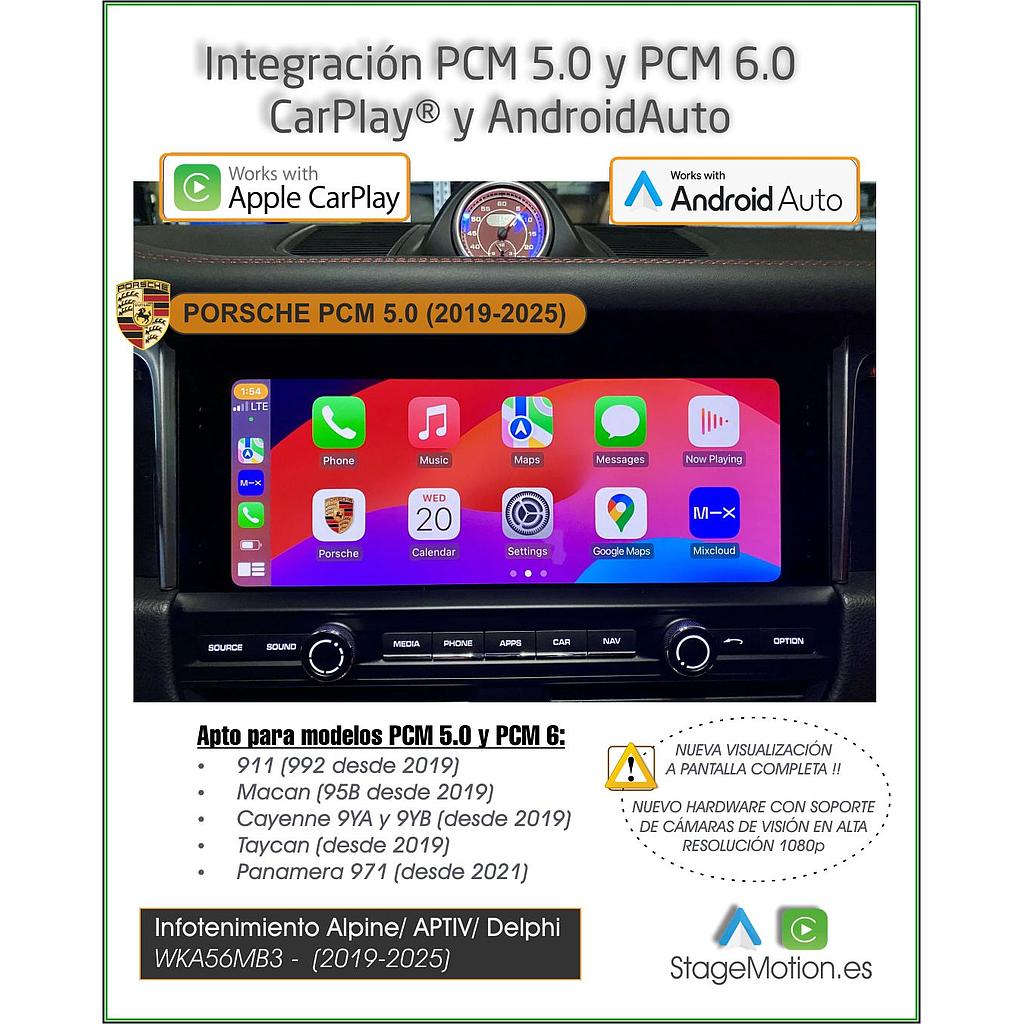 Kit Wireless Car-Play + Android Auto + Visión AHD PORSCHE PCM 5.0/6.0 (2018-2025)