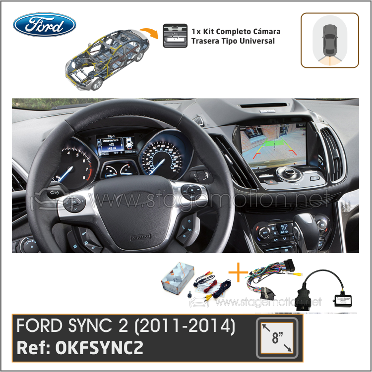 Kit RVC + CarPlay/Android Auto FORD SYNC-2 (2011-2016 Pantalla táctil Sony 8")