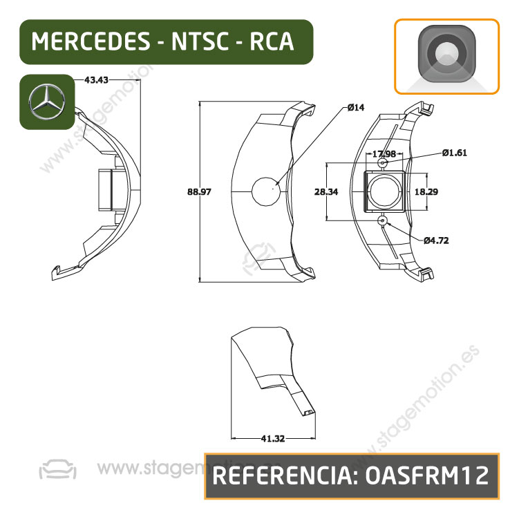 Cámara Frontal Específica RCA - Mercedes Clase A (10/2018>>) Calandra AMG Sport