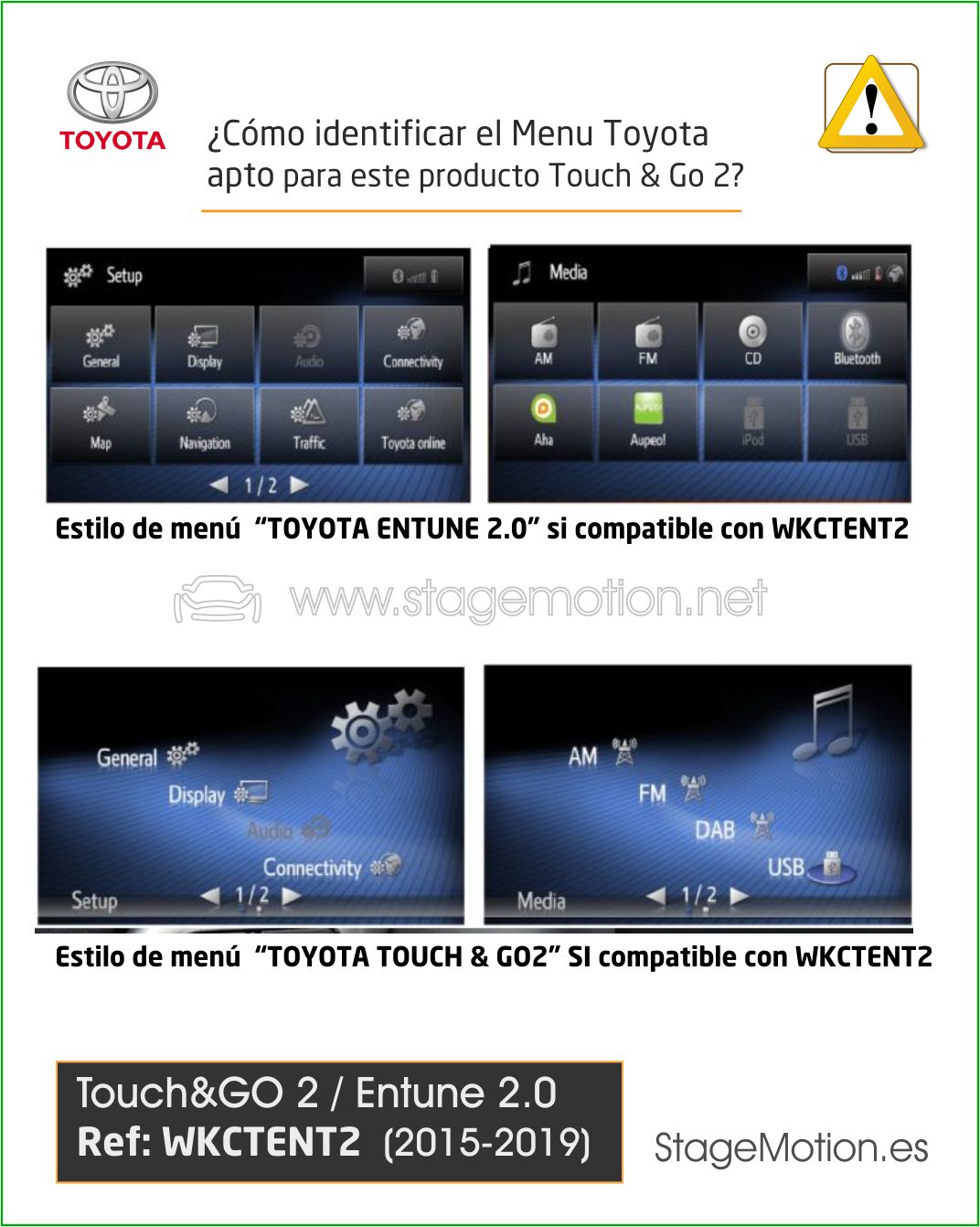 Kit Wireless Car-Play + Android Auto + USB + Visión 180º Toyota Touch&Go2 & Entune2.0
