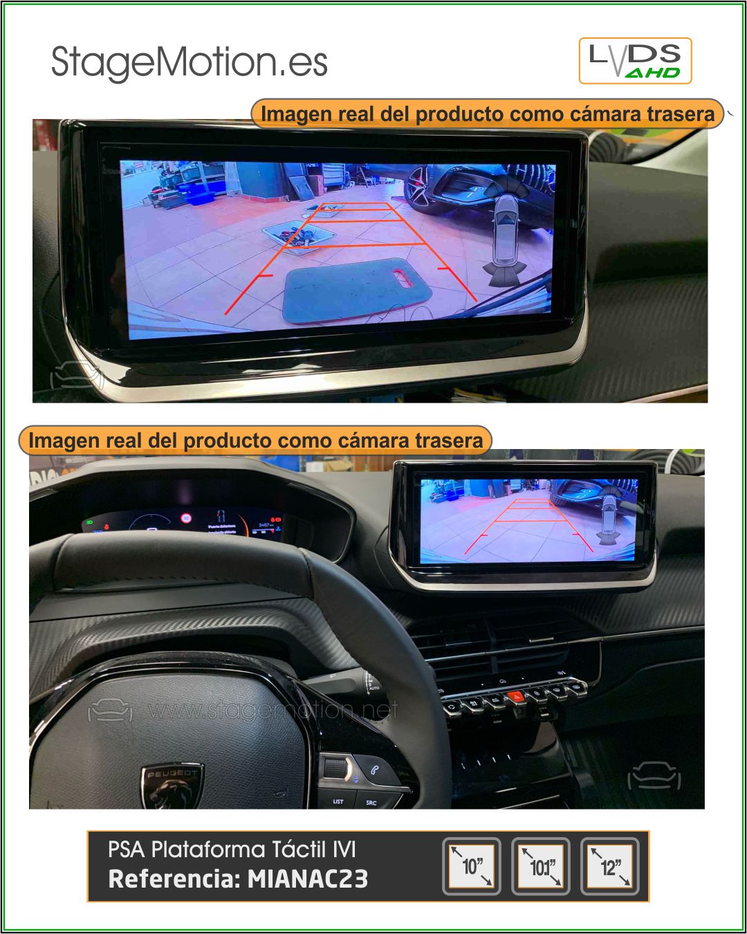 Interface Video AHD PSA/OPEL/FIAT/JEEP/FORD IVI HIGH/MID 12" y 10.1"
