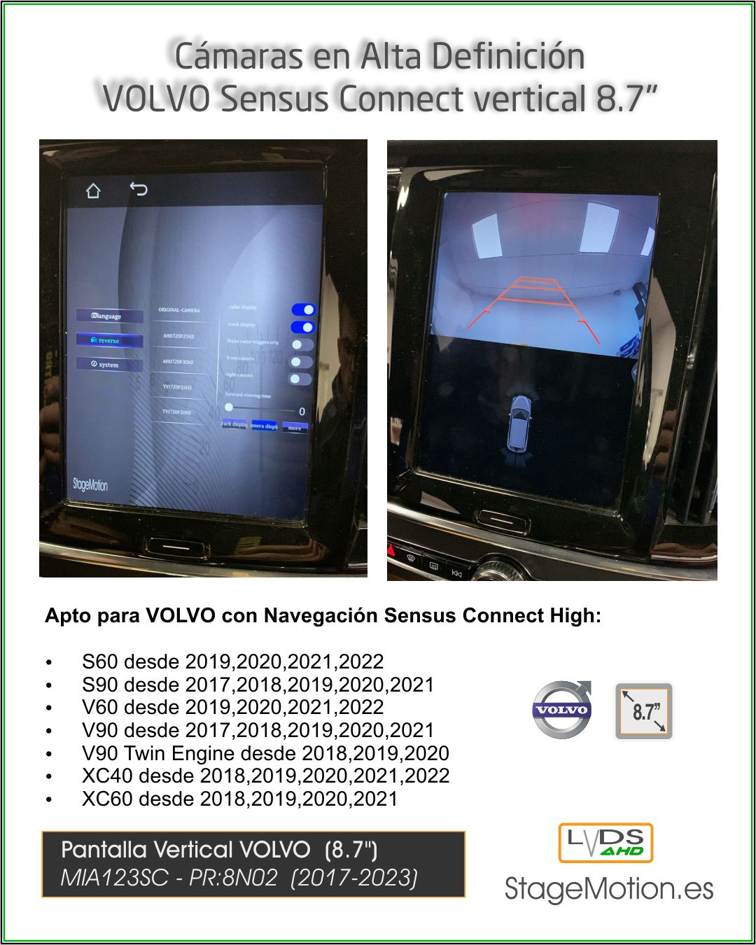 Kit RVC Integrado Volvo Sistema Vertical (8.7")