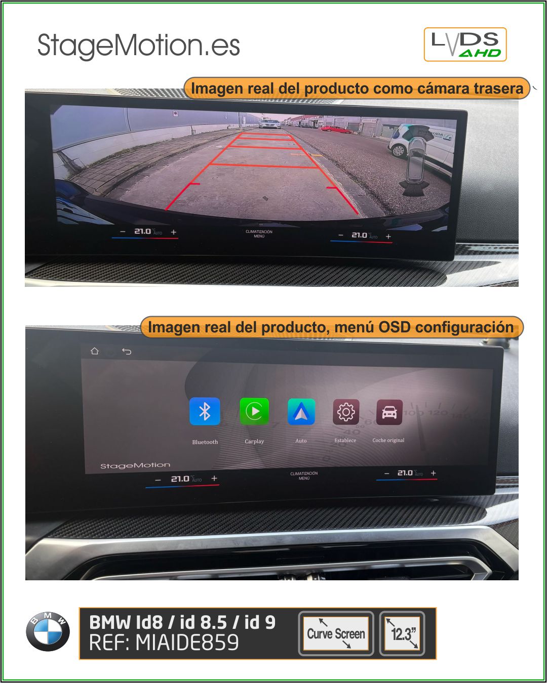 Interface AHD Cámaras + Vídeo BMW Curved Display (ID8/ID8.5/ID9 desde 06/2023) Pantallas: 10.2"/12,3"