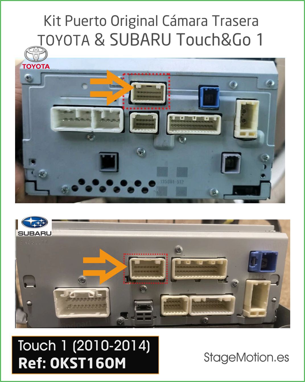 Kit RVC Integrado Toyota Touch and Go 1 Systems (2010-2014) y Subaru (2012-2015)
