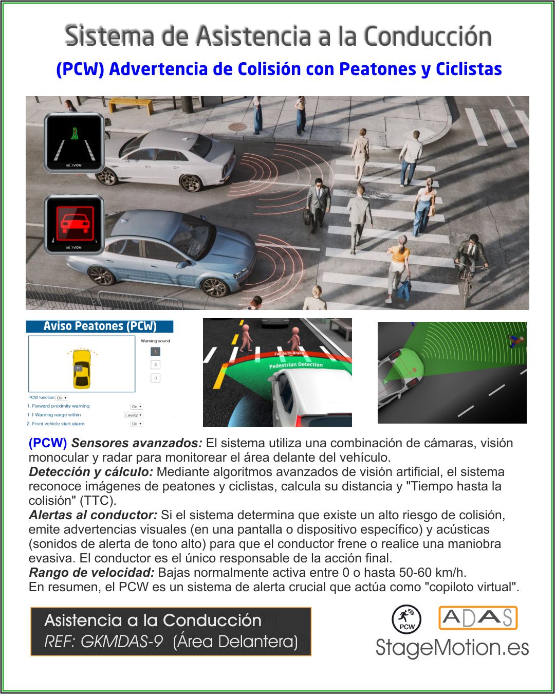 ADAS (9) Asistencia Inteligente Delantera (Industrial/Trailer/Vehículo)