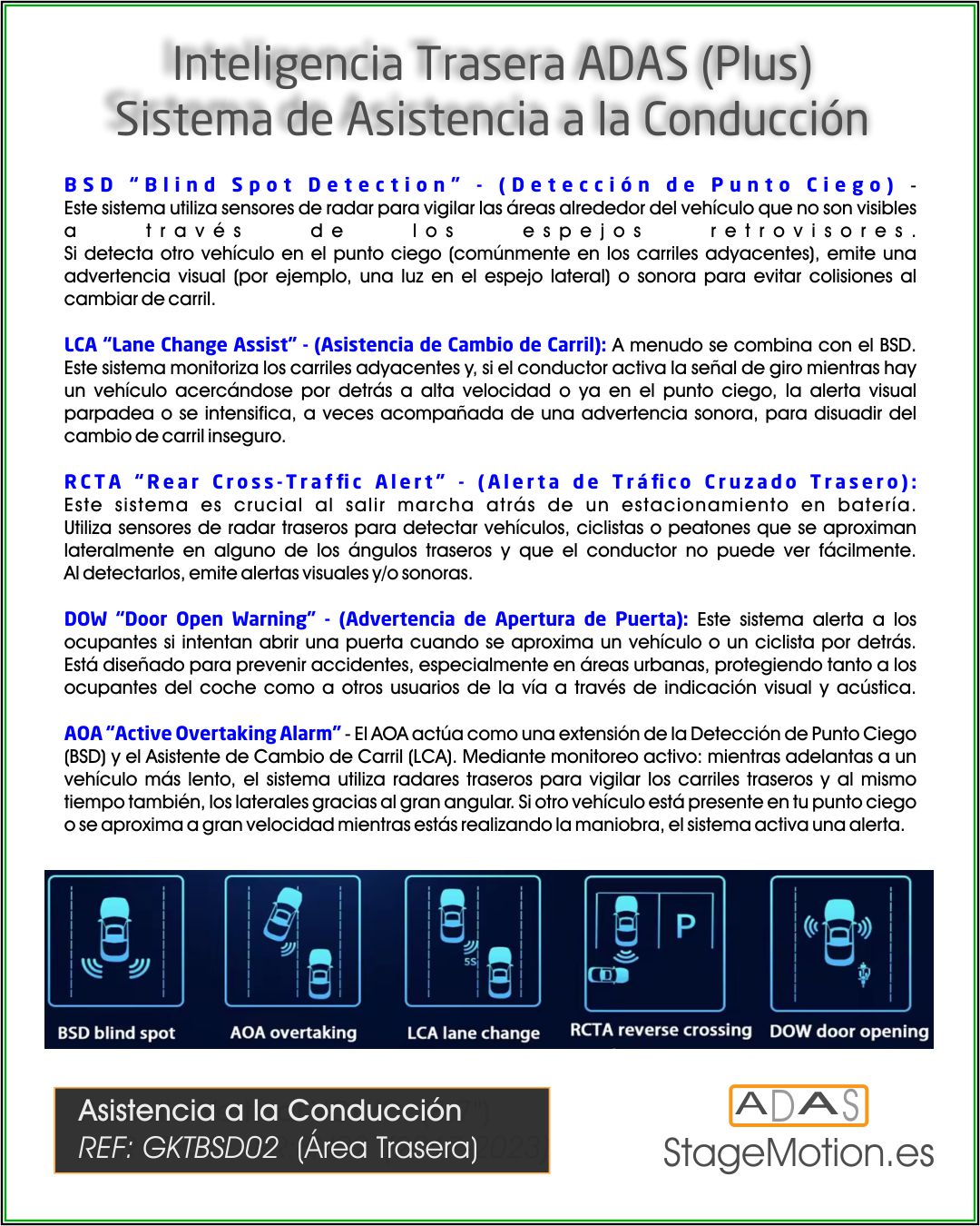 Kit PLUS Avisador Cambio Carril "Side Assist" Tráfico Trasero (77 Ghz)