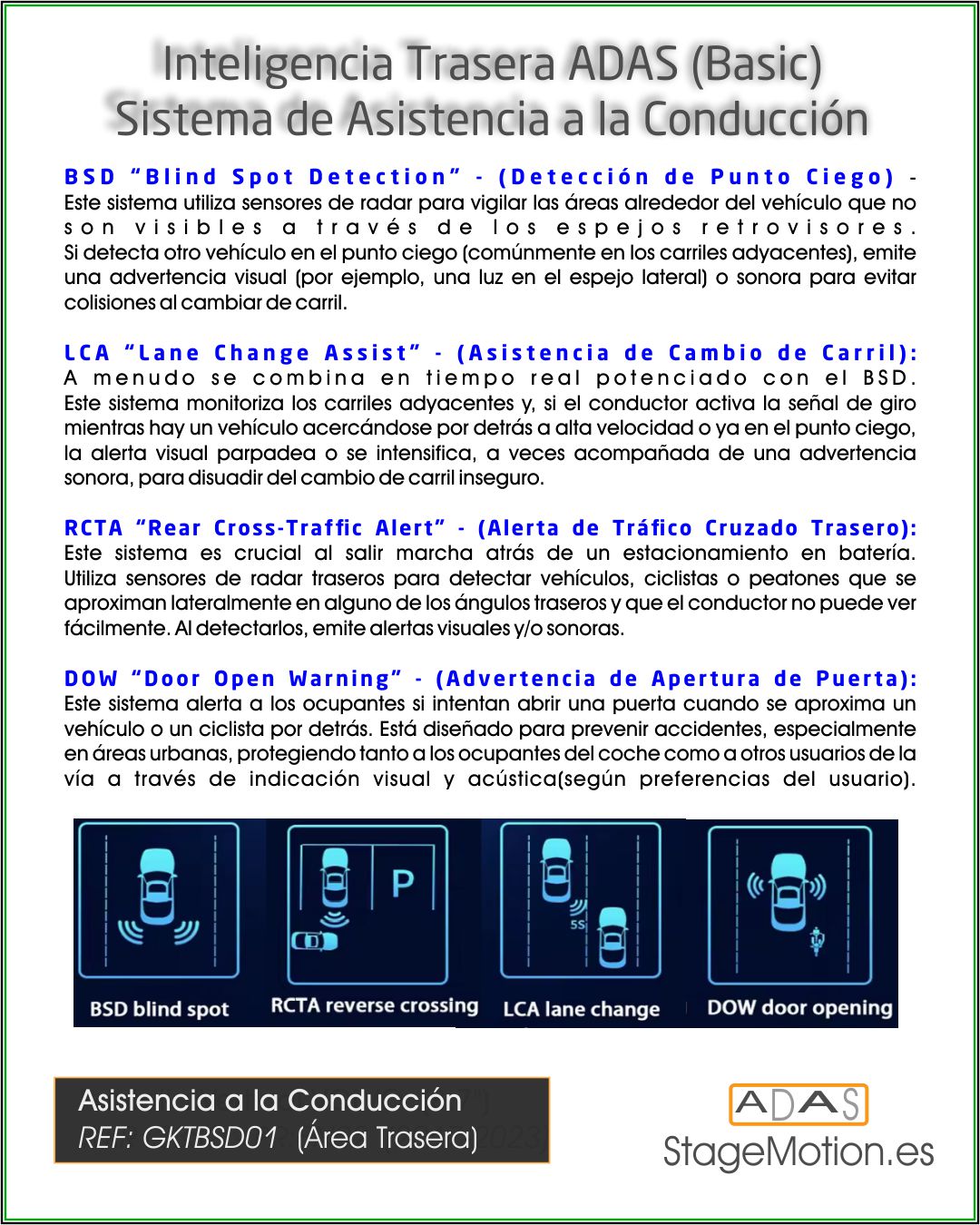 Kit BASIC Avisador Cambio Carril "Side Assist" Tráfico Trasero (77 Ghz)