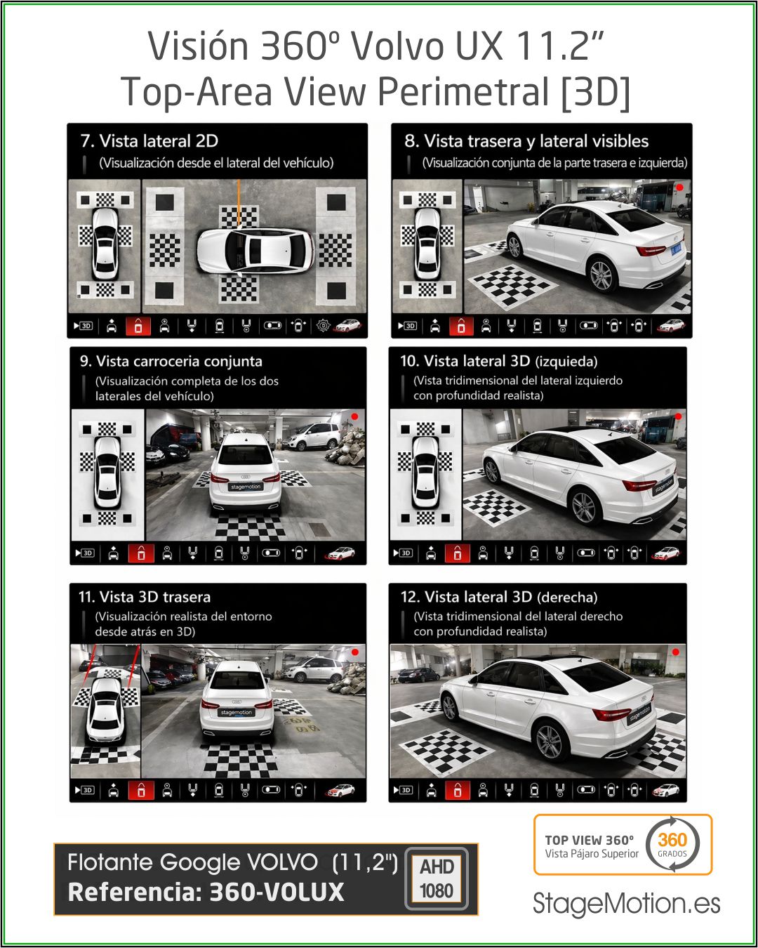Kit Top-View 360 Volvo Google Flotante 11.2" (desde 2025)