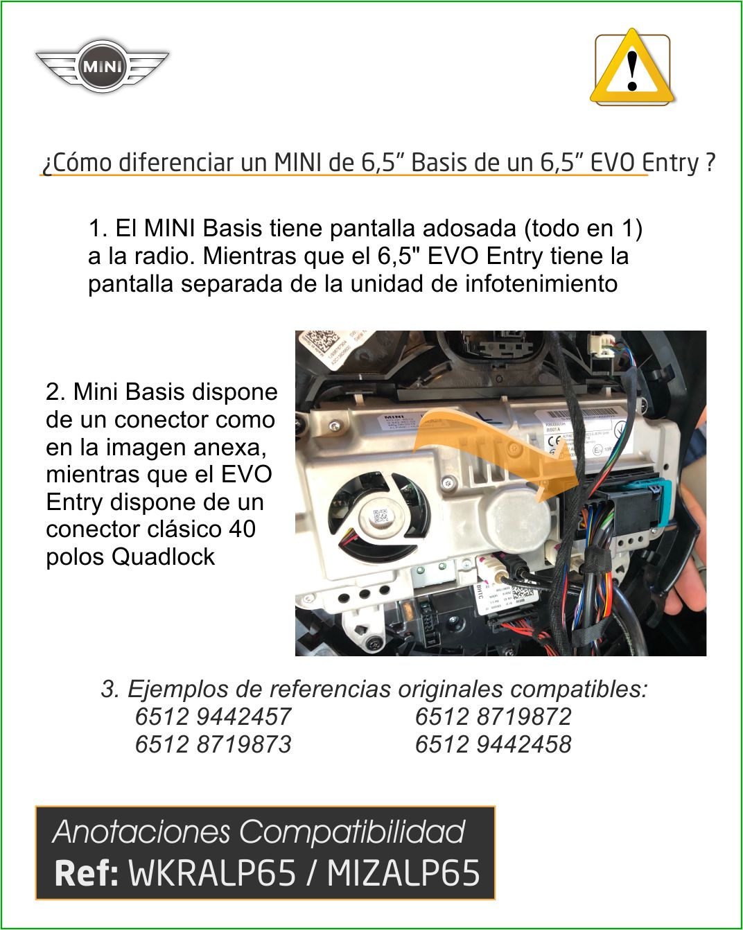 Interface Cámara Trasera MINI EVO Radio Alpine Basic 6,5" *Pantalla + Radio, todo en 1